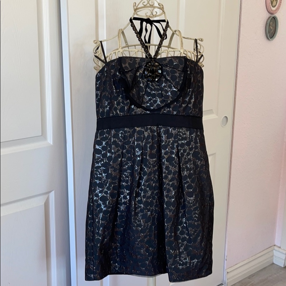 Bcbgmaxazria black silver dress